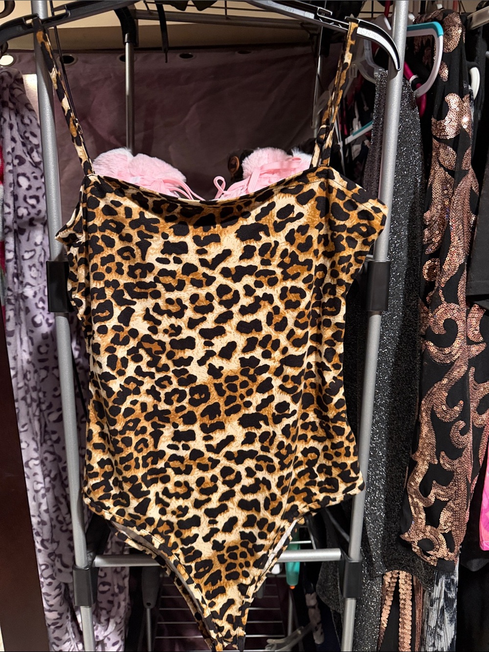 Leopard Print Bodysuit in Gold and Black